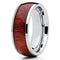 Men's 8mm Tungsten Dome Ring Wood Inlay Comfort-Fit Engagement Wedding Band